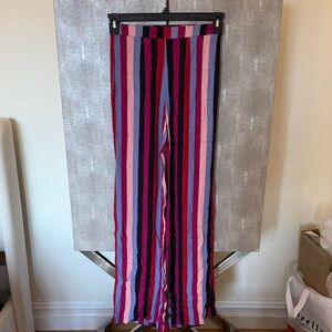 Reformation Multicolor Vertical Stripe Wide-Leg Pants - Pink, Red, Blue